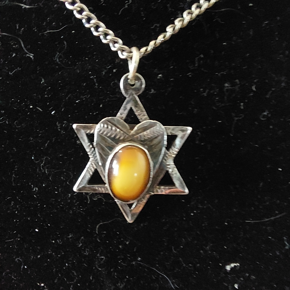 Vintage Star of David Sterling Silver Pendant, Mid-Century, Estate Jewelry